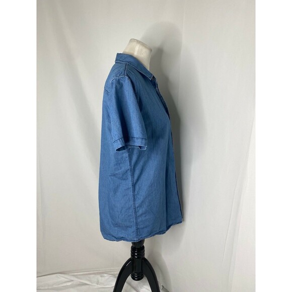 21 Men Men’s Button-Down Shirt Blue Casual Short Sleeve Size Medium - Picture 4 of 6